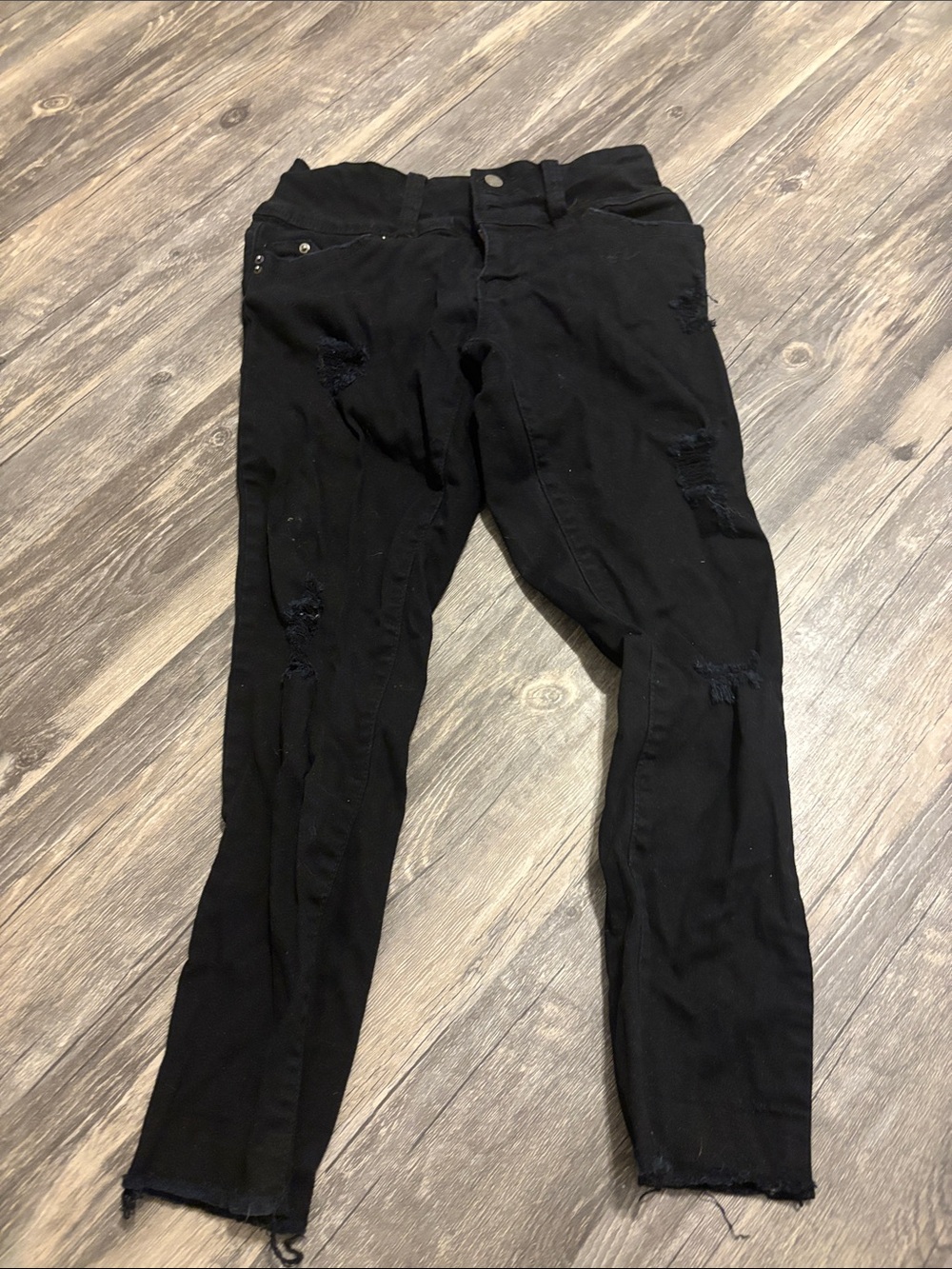 Kids Black Distressed Jeans - Youth Slim Fit